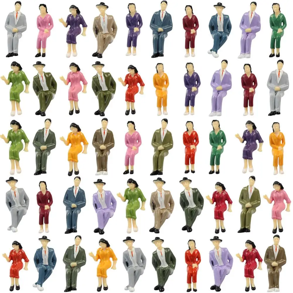 50pcs Model Railway Layout G scale 1:25 Model Figures All Seated Painted People 4 Different Poses