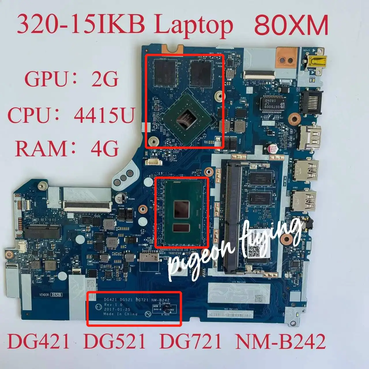 NM-B242 for Lenovo Ideapad 320-15IKB/17IKB Laptop Motherboard CPU :4415U GPU: 2G RAM:4G  DDR4 100% Test Ok