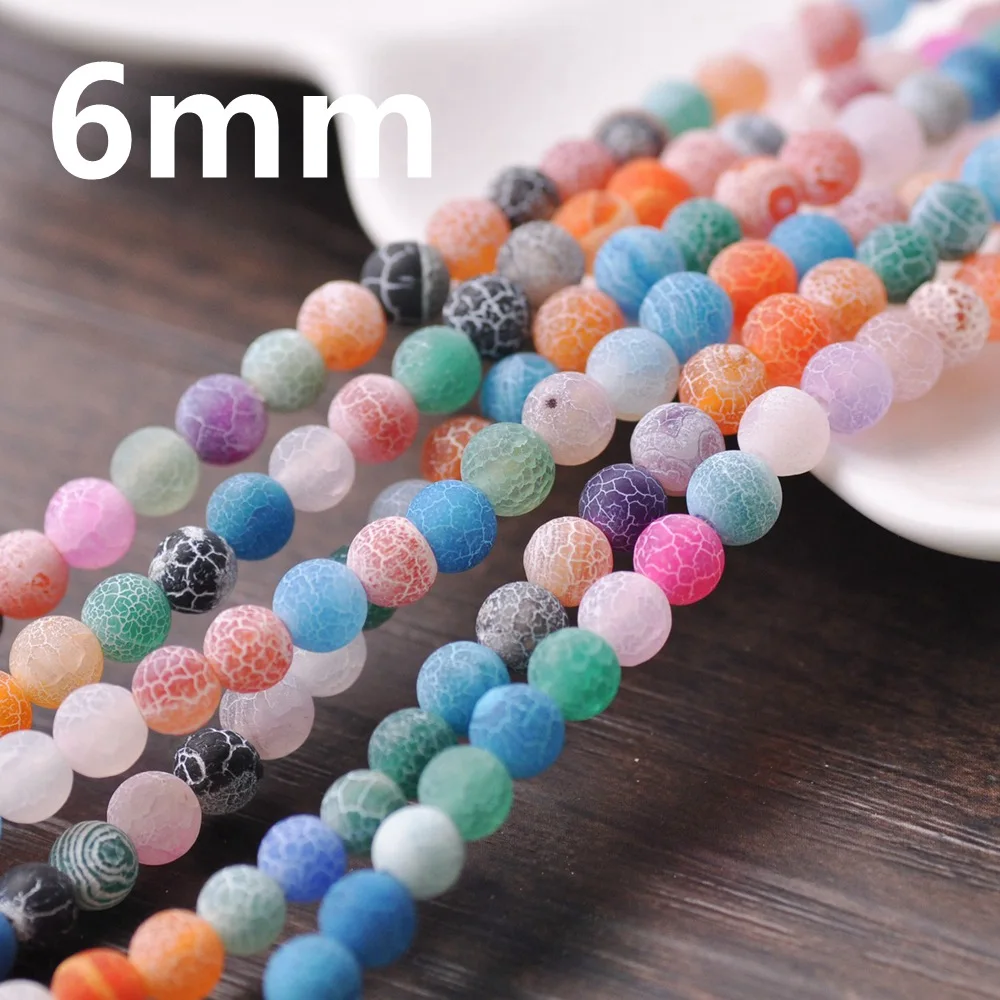 Frosted Matte Agate Batu Alam Batu Bulat 6Mm 8Mm 10Mm 12Mm Longgar Manik Spacer Lot untuk Membuat Perhiasan DIY Gelang Temuan