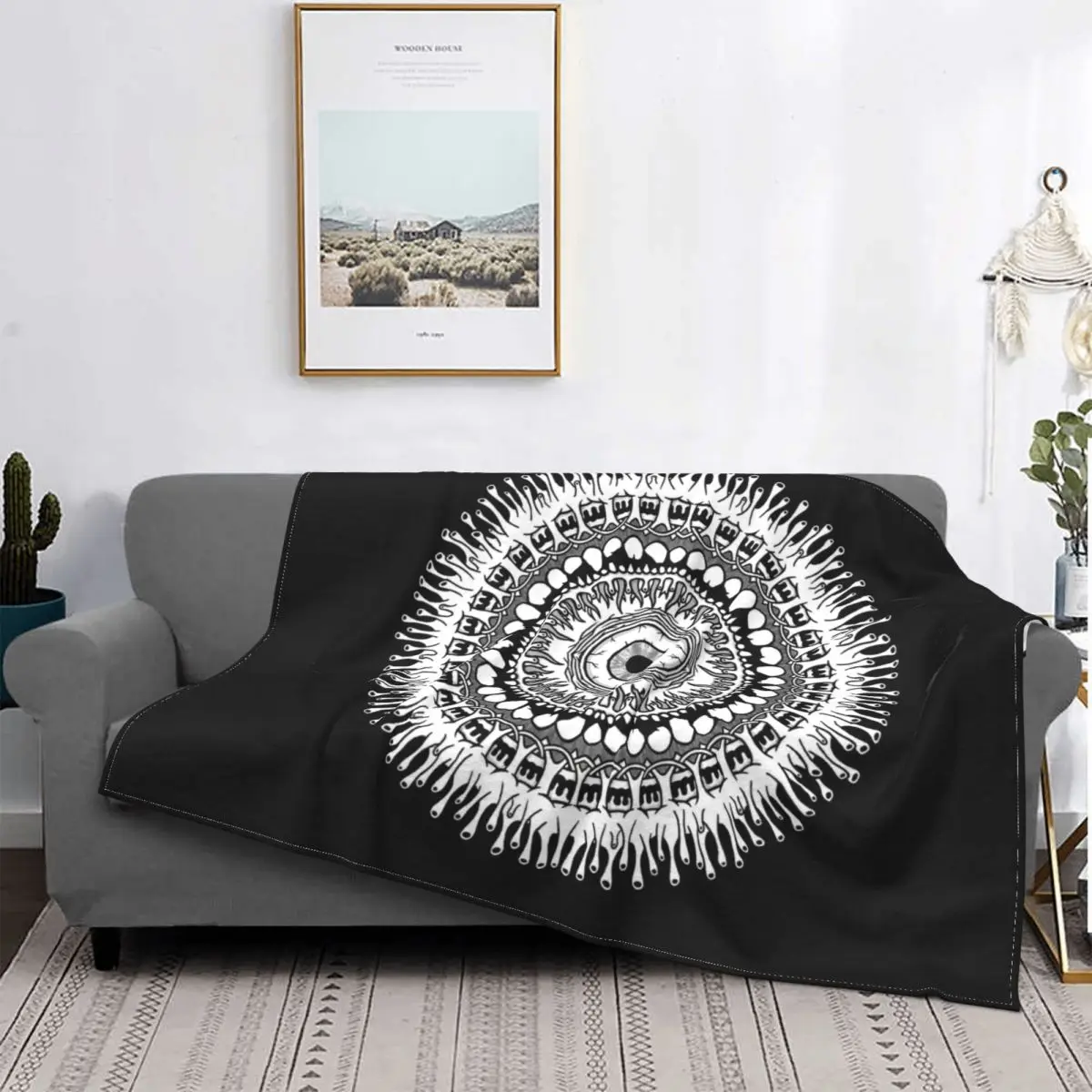 Corona Mandala Photographic Blankets Fleece Decoration Ultra-Soft Throw Blankets for Bedding Bedroom Plush Thin Quilt