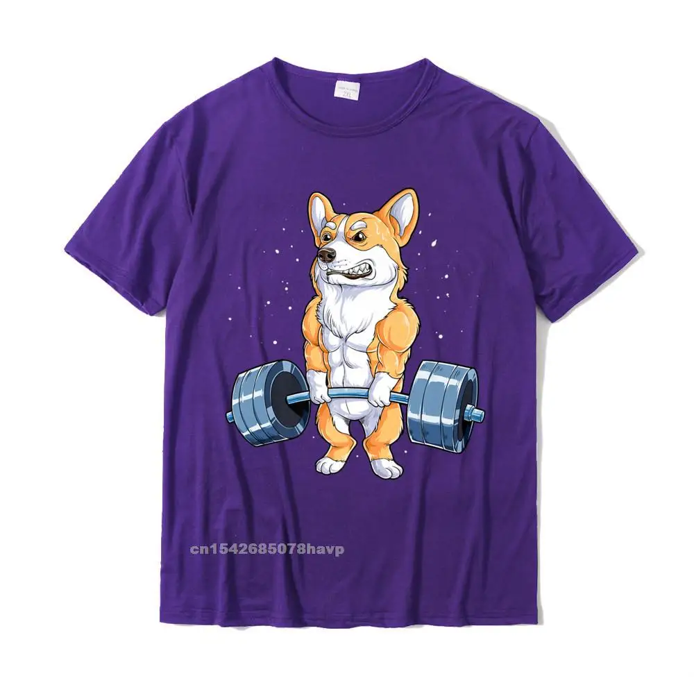 Corgi Weightlifting Funny Deadlift Men Fitness Gym Workout Premium T-Shirt Design T Shirt Cute Cotton Male T Shirt Hip Hop