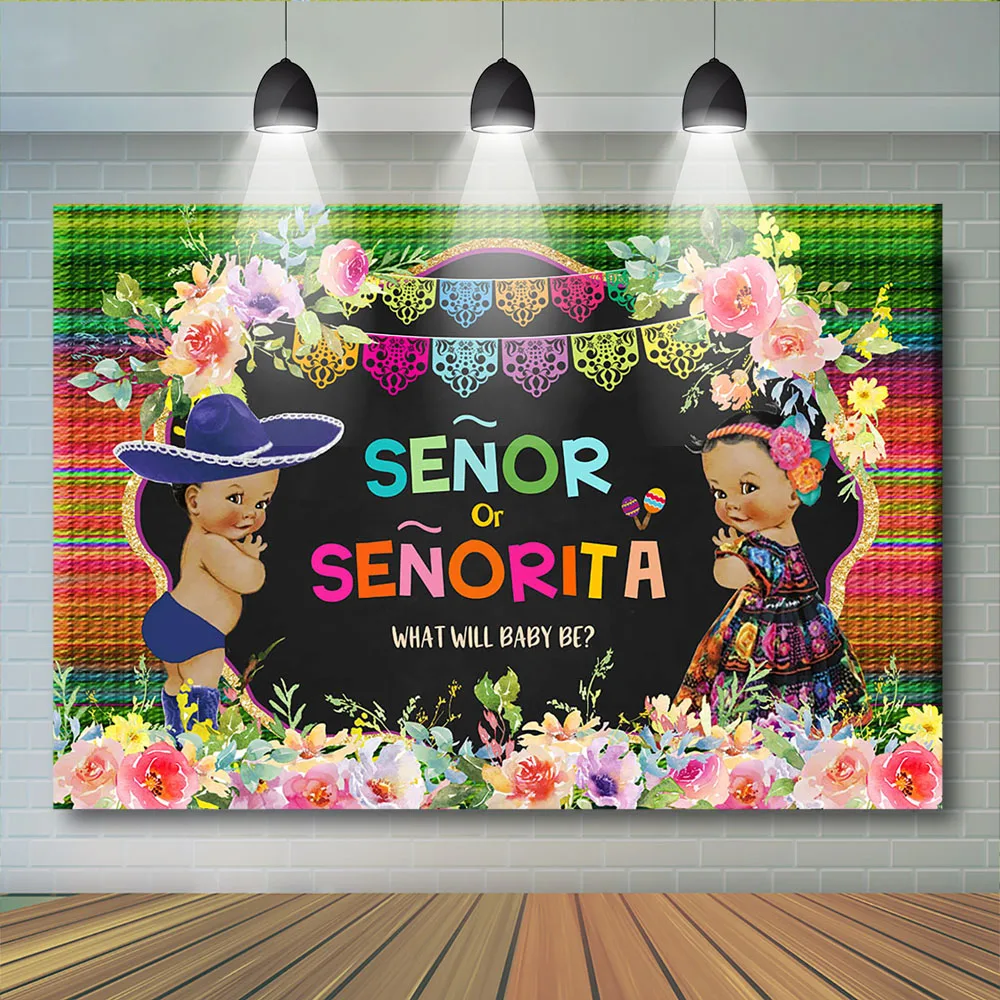 

General Reveal Party Photography Senor Or Senorita Backdrops What will Baby Be Flower Children Cowboy Skirt Photobooth