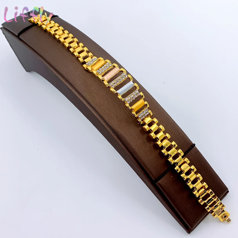 New Indian Dubai Gold Jewelry Sets Elegant Women Bracelet Earrings African Wedding Jewelry Set Party Crystal Necklace Ring
