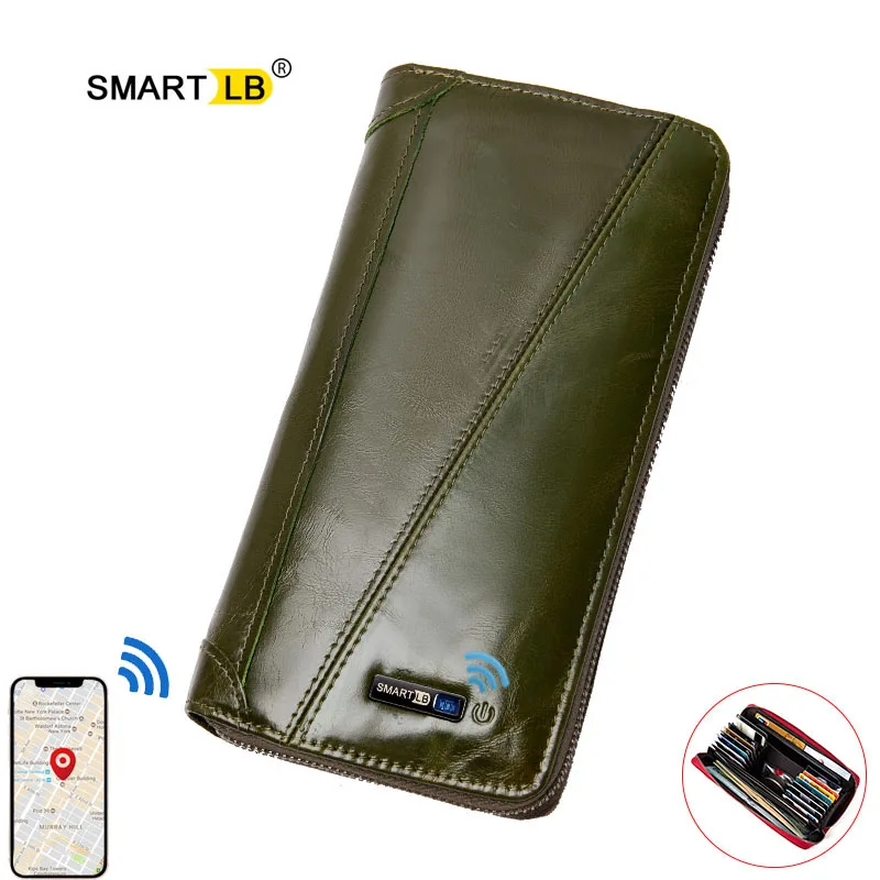 

Smart Anti-lost Wallet Bluetooth-compatible Genuine Leather Women Wallets Coin Pocket Long Purse Zipper Lady Wallet Card Holder