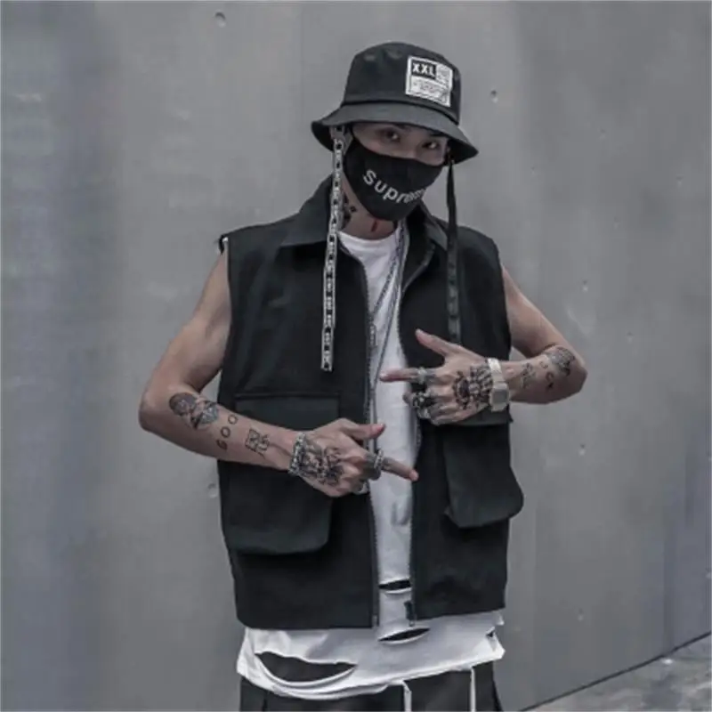 Tooling functional wind vest vest vest vest wearing men's INS port style thin summer fashion hip-hop jacket