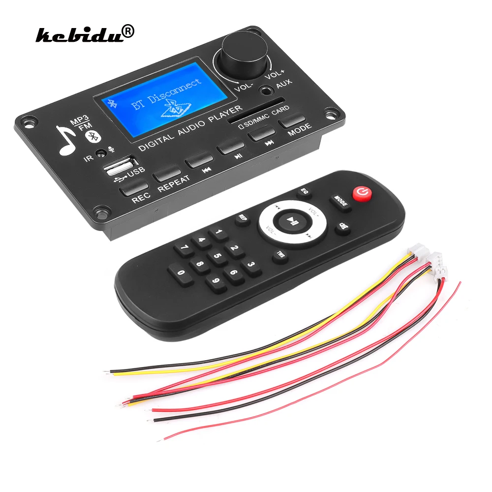 Kebidu Call Recording Mp3 Player 12V Bluetooth 5.0 WMA ถอดรหัสคณะกรรมการรถเสียง USB TF USB วิทยุ FM โมดูลด้วยรีโมทคอนโทรล
