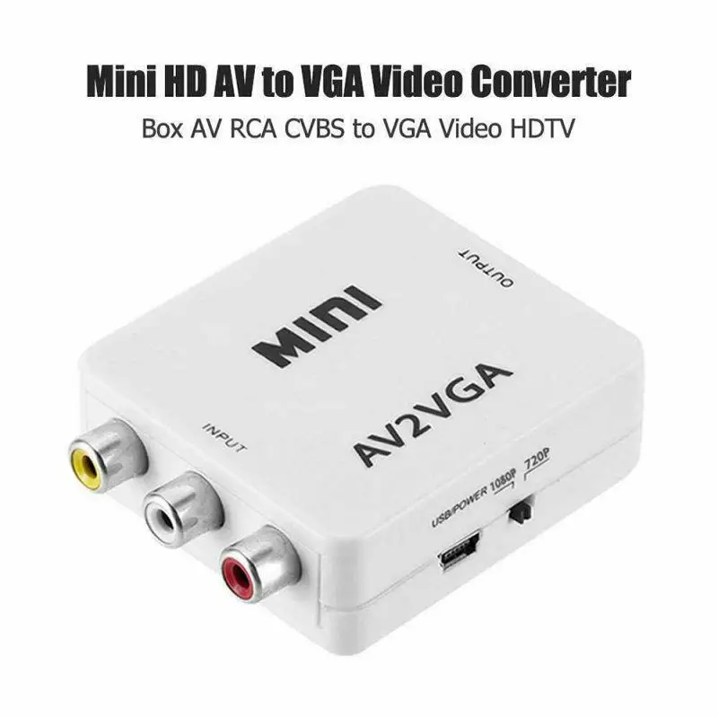 Mini HD AV to VGA Video Converter  to VGA AV2HDMI-compatible Video Converter Conversor with 3.5mm Audio to PC HDTV Converter