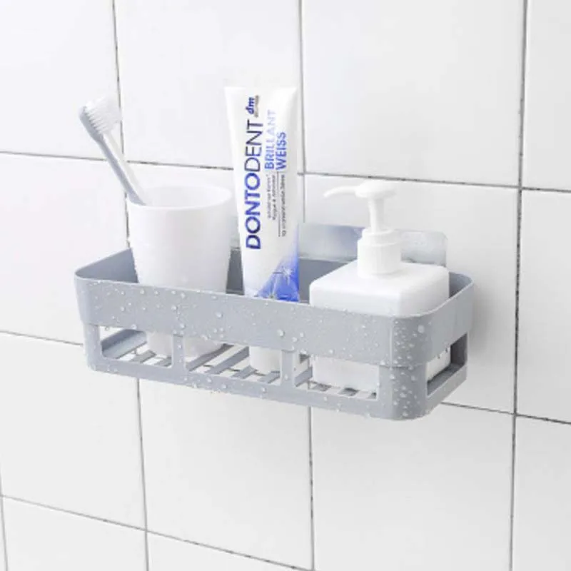 Bathroom Storage Rack, Self Adhesive Shelf, Kitchen Wall Corner Organizer, Seasoning Bottles Holder, Home Organization