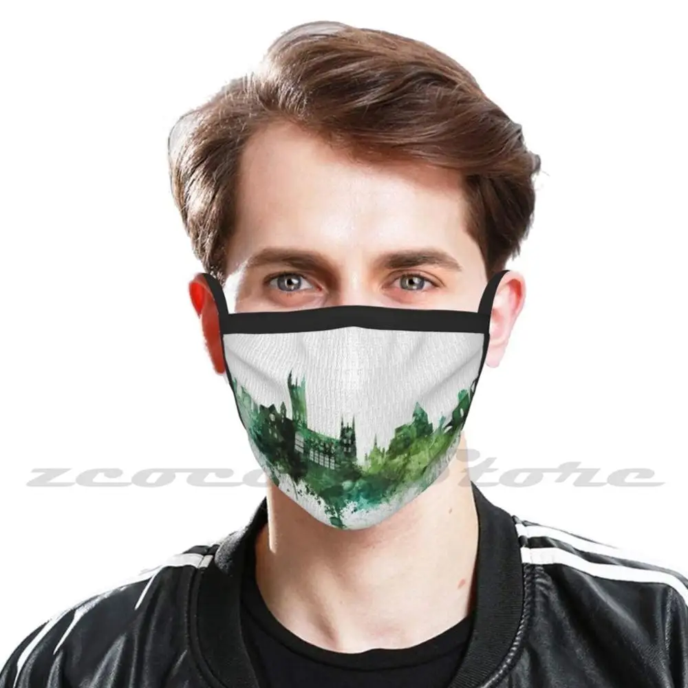 Inggris Skyline Mask Kain Dicuci Diy Filter Pm2.5 Dewasa Anak-anak Skyline Cityscape Inggris Inggris Britania Raya