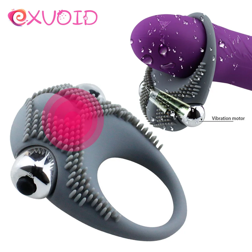 EXVOID Penis Vibrating Ring Delay Ejaculation Bullet Vibrator Clitoris Massager Adult Sex Toys for Men Male Cock Silicone Rings