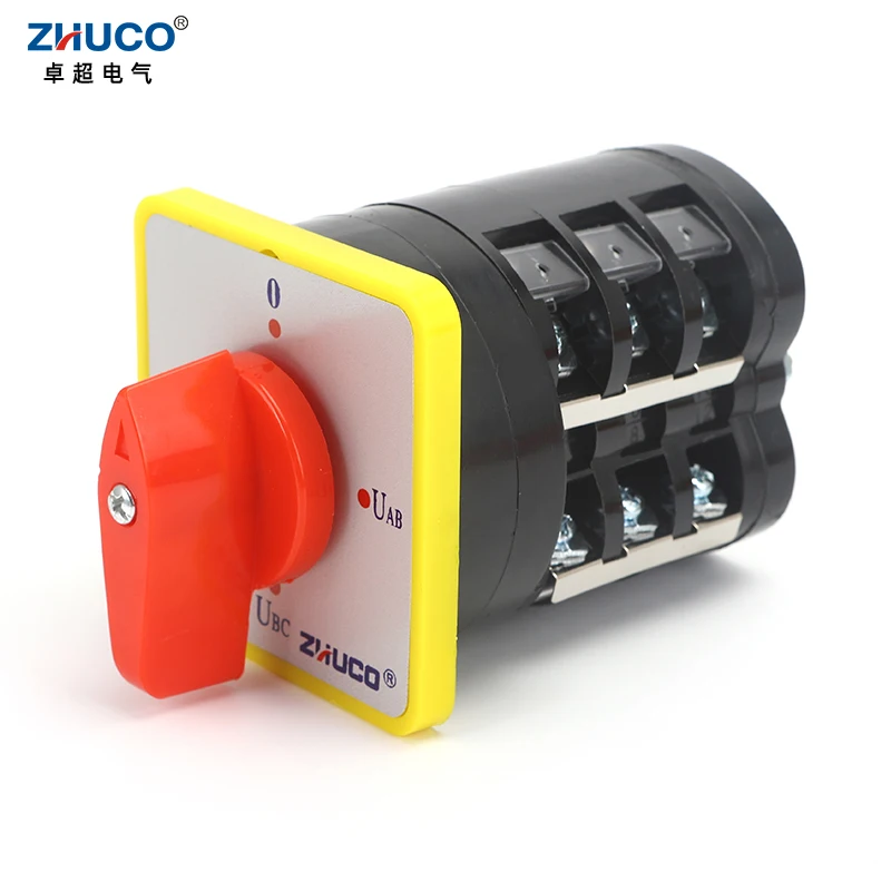 

ZHUCO LW5D-16/YH3.3 16A Yellow Panel Four Position Three Pole Three-Phase Voltmeter Conversion Rotary Changeover Cam Switch