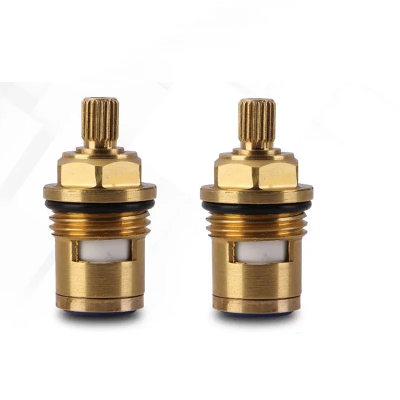 1/4 Turn 20 Teeth Brass Faucet Cartridge Tap Parts Water Tap Valve  43mm Single Thread Cold Or Hot Water Faucet Repair Parts