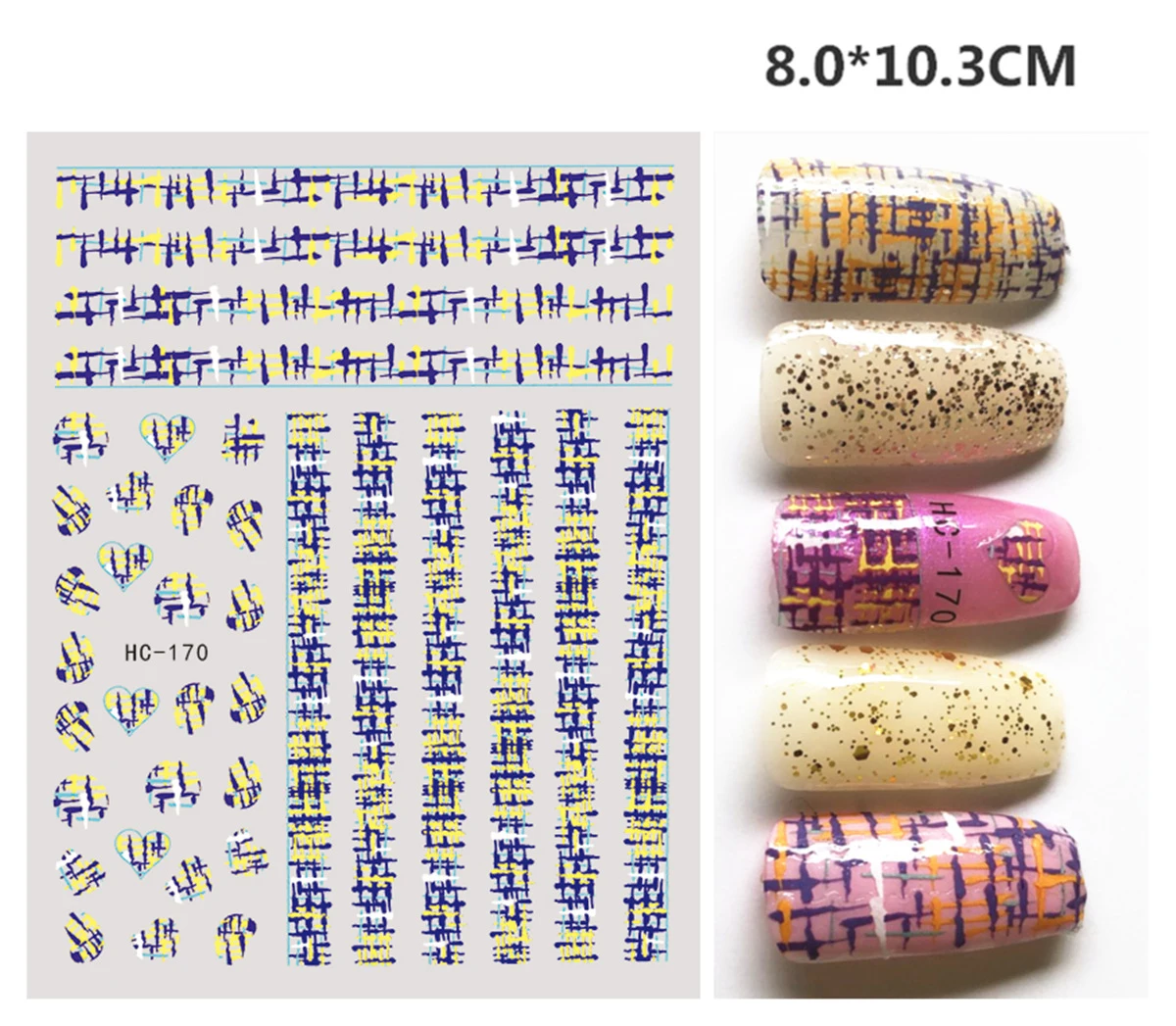 Nail Art Stickers Winter Tweed Stripe Woolen Cloth Design Adhesive Nail Art Decorations Geometric Lines Fashion DIY Nail Decals