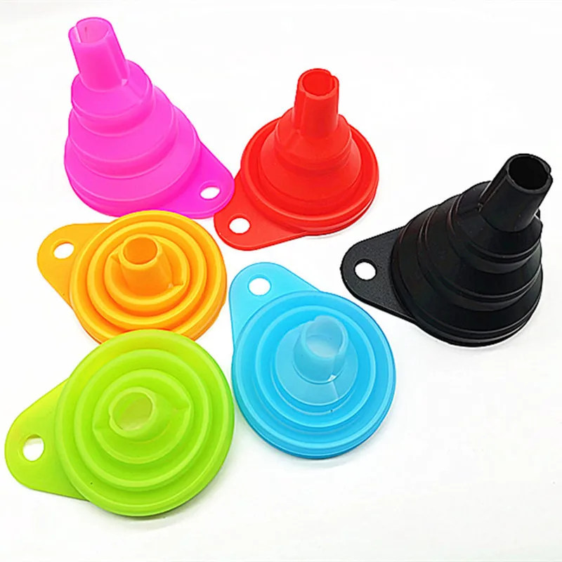 NEW Fashion 1Pcs Mini Silicone Collapsible Funnel Portable Funnels Be Hung Household Liquid Dispensing Kitchen Tools