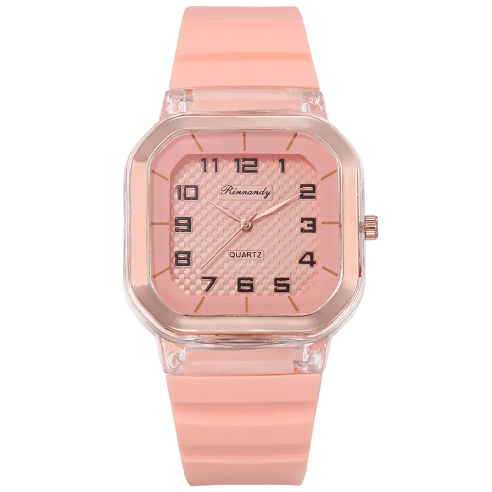 Luxury Fashion Square Women Watches Brand Number Dial Ladies Quartz Wristwatches Leisure sport Style Female Silicone Clock