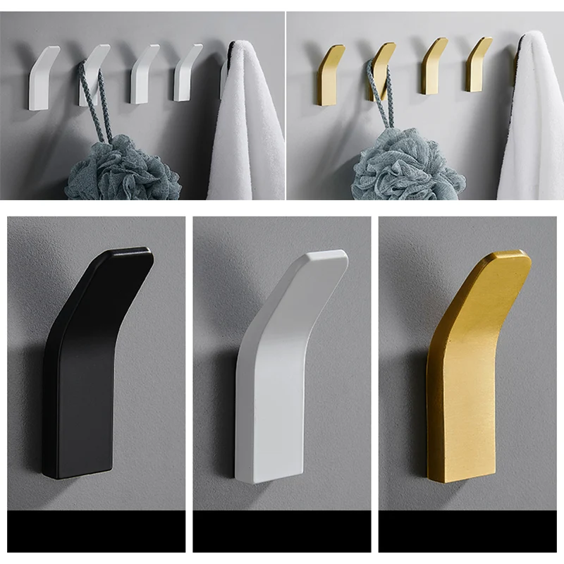 3-10 PCS Heavy Duty Bathroom Towel Robe Hooks Gold Black Wihte Bedroom Hat Bag Coat Clothes Hook Wall Hanger Self-adhesive