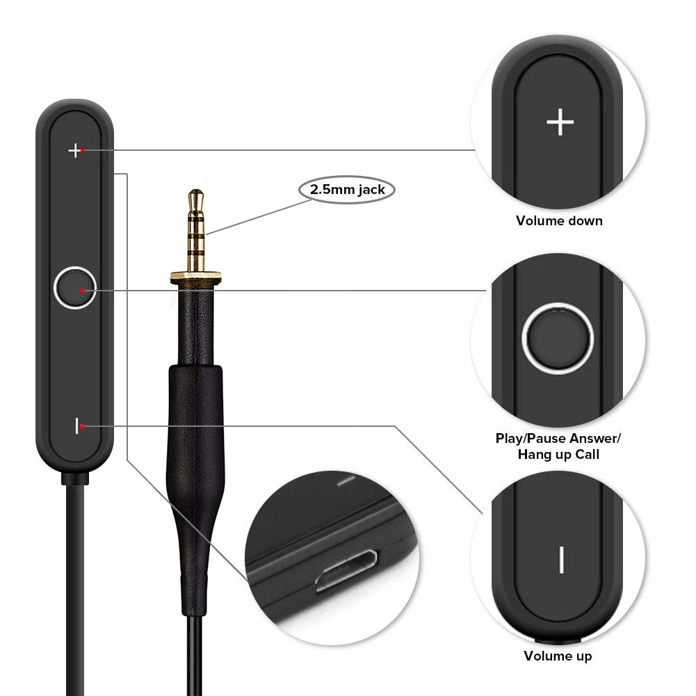 Bluetooth 5.0 A2DP Adapter Wireless Handsfree Receiver for Pioneer HDJ-700 HDJ-1500 HDJ-500 HDJ 700 1500 500 DJ Headphones