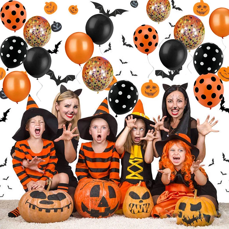 HOT Halloween Theme Balloon Set with Banner Creative Latex Balloon Party Background Wall Decoration