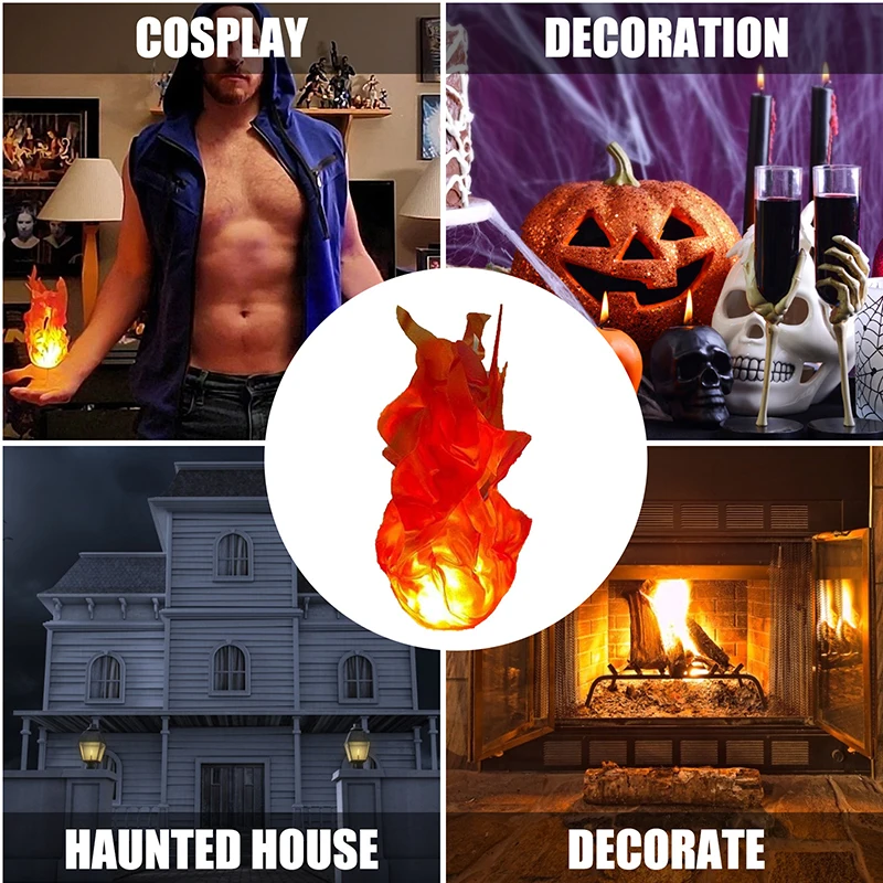 Halloween Decor Props Simulation Floating Fireball Lamp Artificial Fire Flame Atmosphere Light for Cosplay Role Play XR-Hot