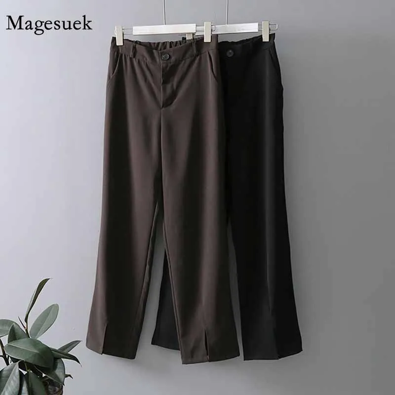 Wide Leg Autumn Office Lady Straight Flared Pants Women Fashion Casual Pants Solid Sweatpants High Waist Womens Trousers  11310