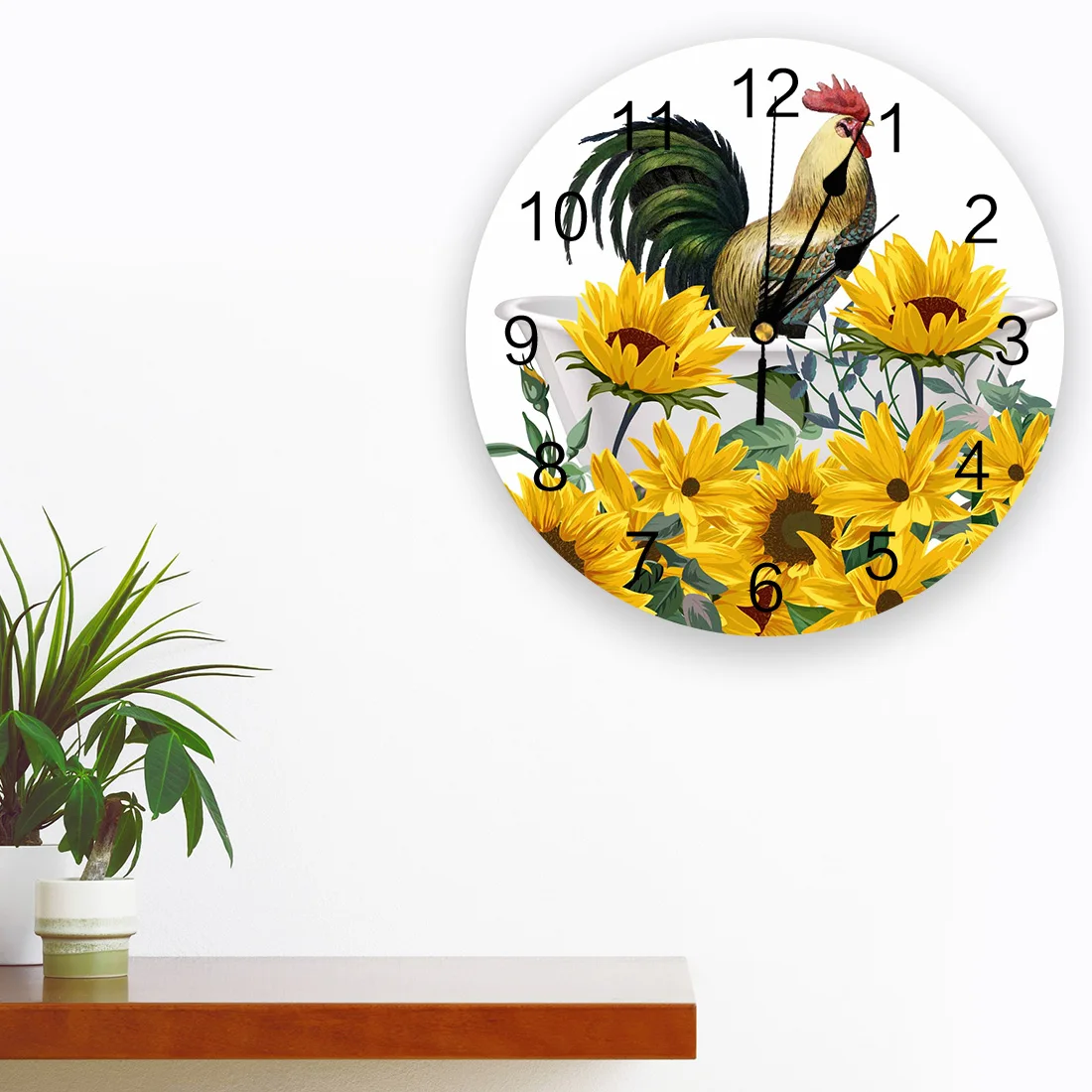 Animal Sunflower Rooster Bathtub Round Wall Clock Modern Design Home Living Room Decoration Children's Room Kitchen Table Clock