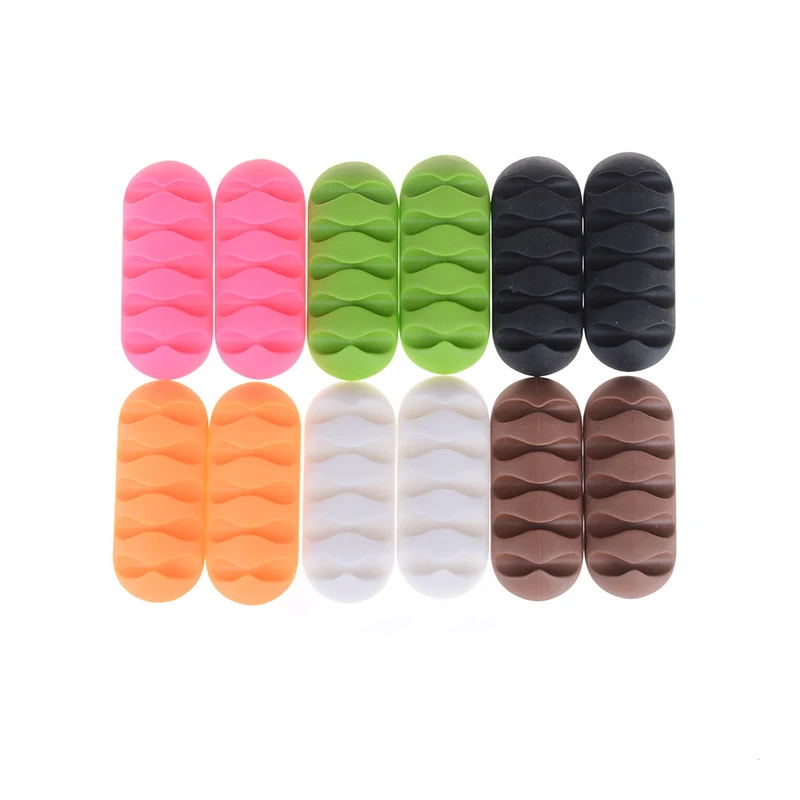 Nuovo prodotto 2 pezzi/set dell'organizzatore di cavi da scrivania cavo in Silicone autoadesivo caricatore USB cavo avvolgicavo cavo dati morsetto