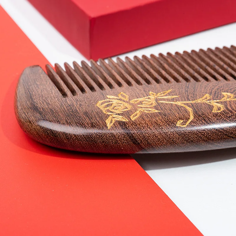 Hot-selling Carved Gold Silk Classical Sandalwood Comb Wavy Bundle Hair Combing Gift Souvenir Girlfriend Holiday Gift Hair