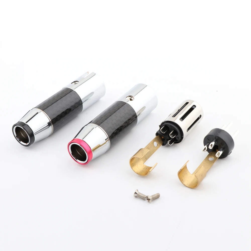 Hallo-end XLR Stecker Silber Überzogene Carbon Faser Audio XLR Stecker Weibliche Stecker Für 11mm DIY Interconnect kabel – Detail 11
