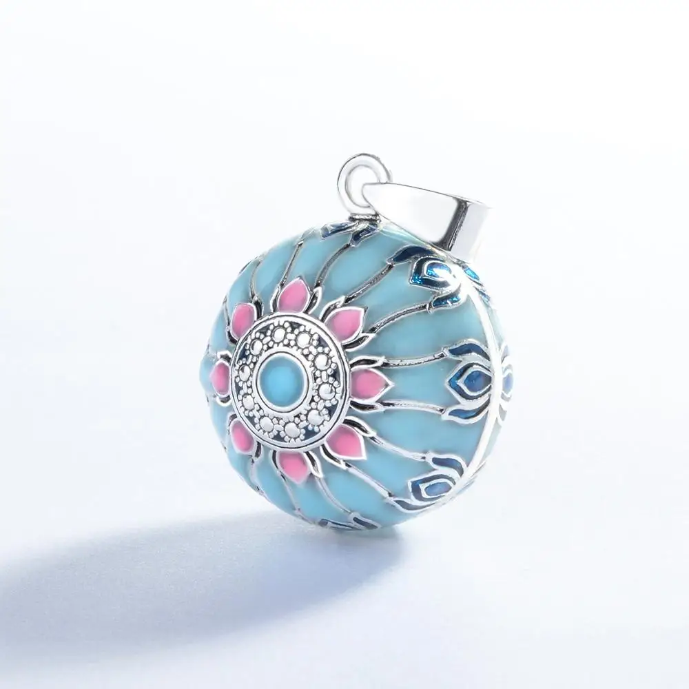 Eudora Blue Pink Lotus Harmony Ball Necklace Music Mexican Ball for Baby Mom Maternity Jewelry Spiritual Yoga Elegant Pendant