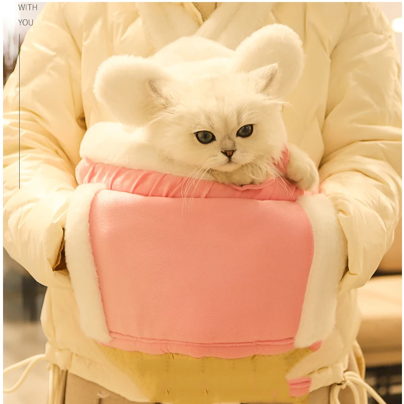 

Cat Bag Carrier For Cat Pet Backpack Soft Thick Warm Winter Outdoor Backpack Portable Front Shoulder Bag