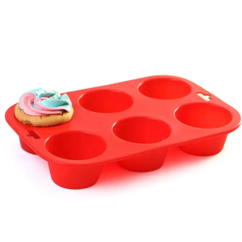 6 Holes Silicone Cake Mold Round Shaped Muffin Cupcake Baking Molds Kitchen Cooking Bakeware Maker DIY Cake Decorating Tools