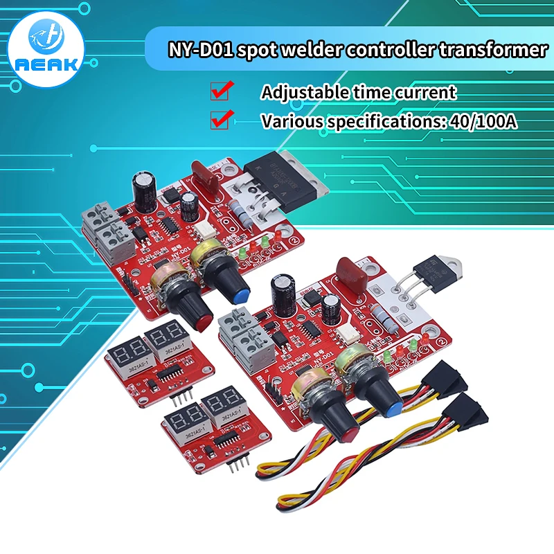 40A 100A Digital Spot Welder Machine Time Control Board Spot welding Adjust Time & Current Transformer Controller Panel module