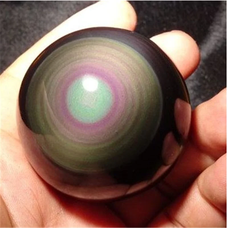 RAINBOW !! NATURAL Cats Eye Obsidian QUARTZ CRYSTAL Sphere Ball RARE