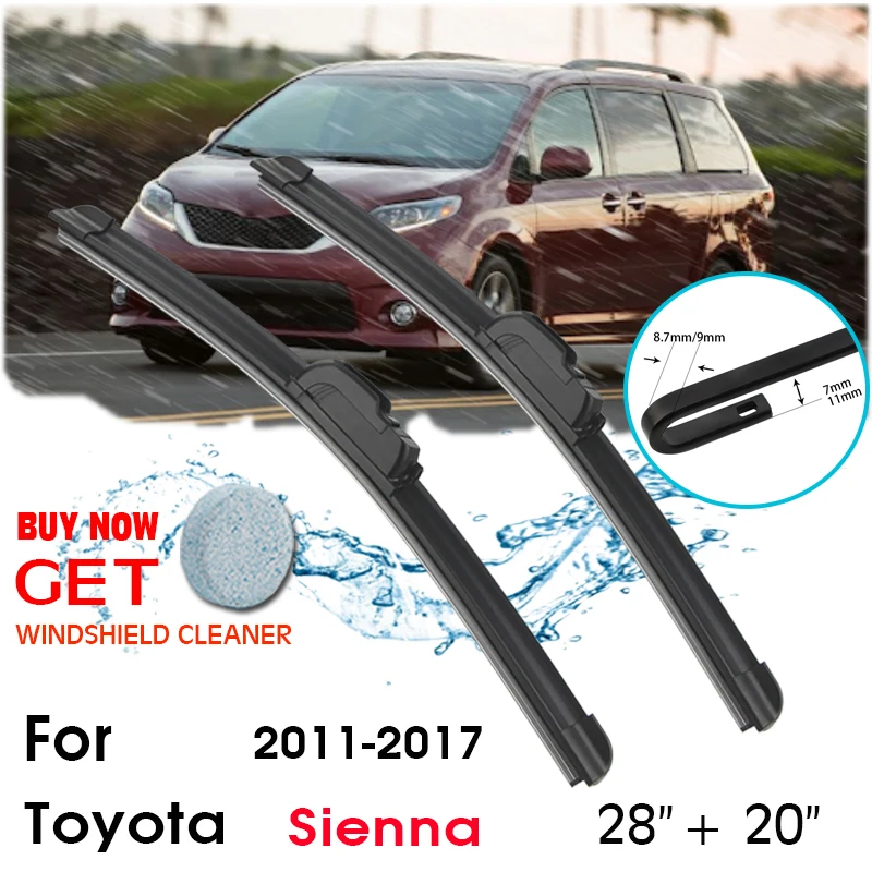 

Car Wiper Blade Front Window Windshield Rubber Silicon Refill Wipers For Toyota Sienna 2011-2017 LHD/RHD 28"+20" Car Accessories