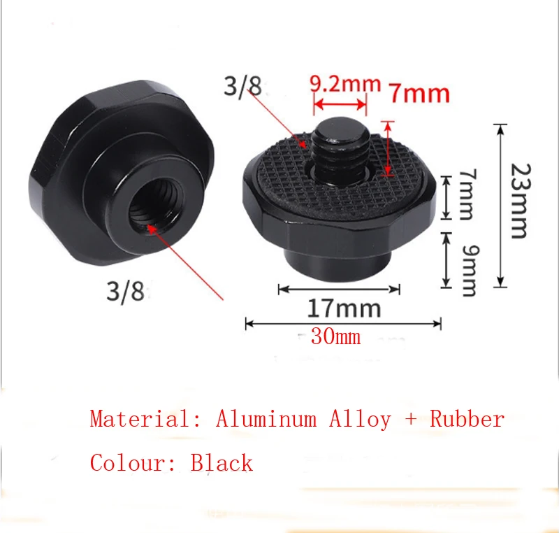 2 sztuk aluminium uniwersalny Hex 1/4 "do 3/8" uchwyt męski adaptery śrubowe kompatybilny dla lustrzanka cyfrowa Flash Gimbal statyw