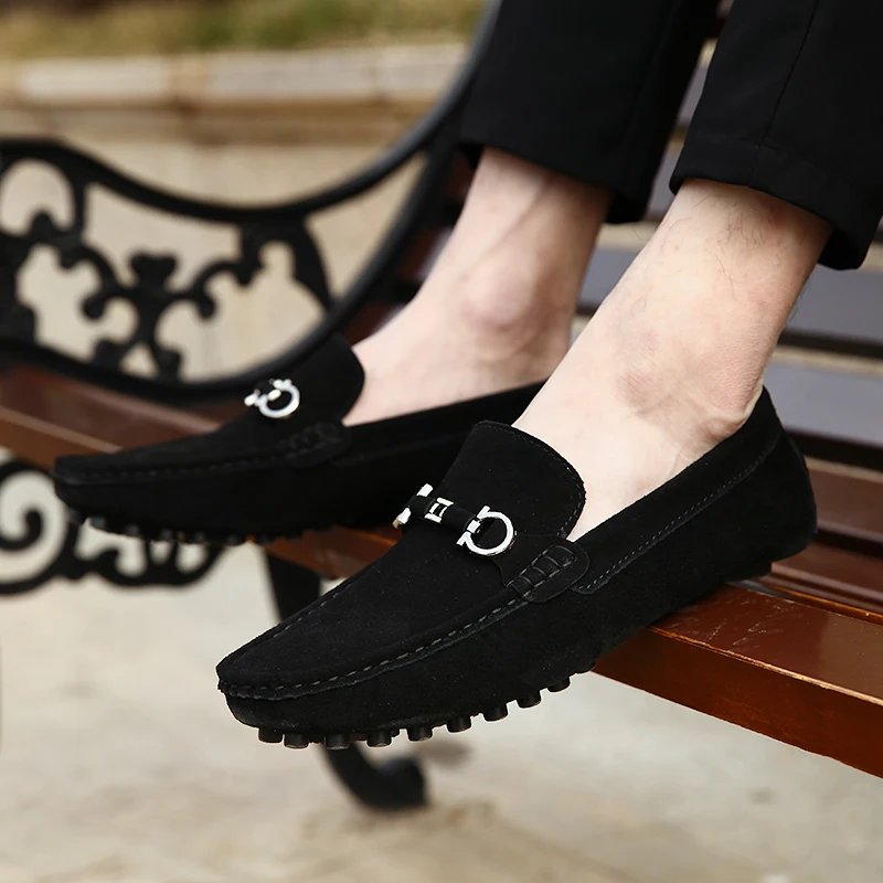 Large Size 45 46 Penny Loafers Men Casual Shoes Mens Shoes Suede Leather Man Moccasins Slip On Men\'s Flats Male Driving Shoes