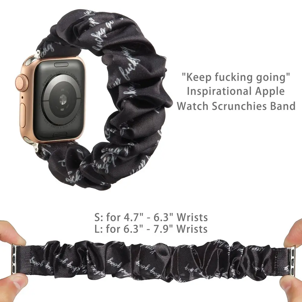 Wearlizer Letter Stylish Fabric Band for Apple Watch SE Elastic Strap Scrunchies Wristband Strap for iwatch Series 6 5 4 3 2 1