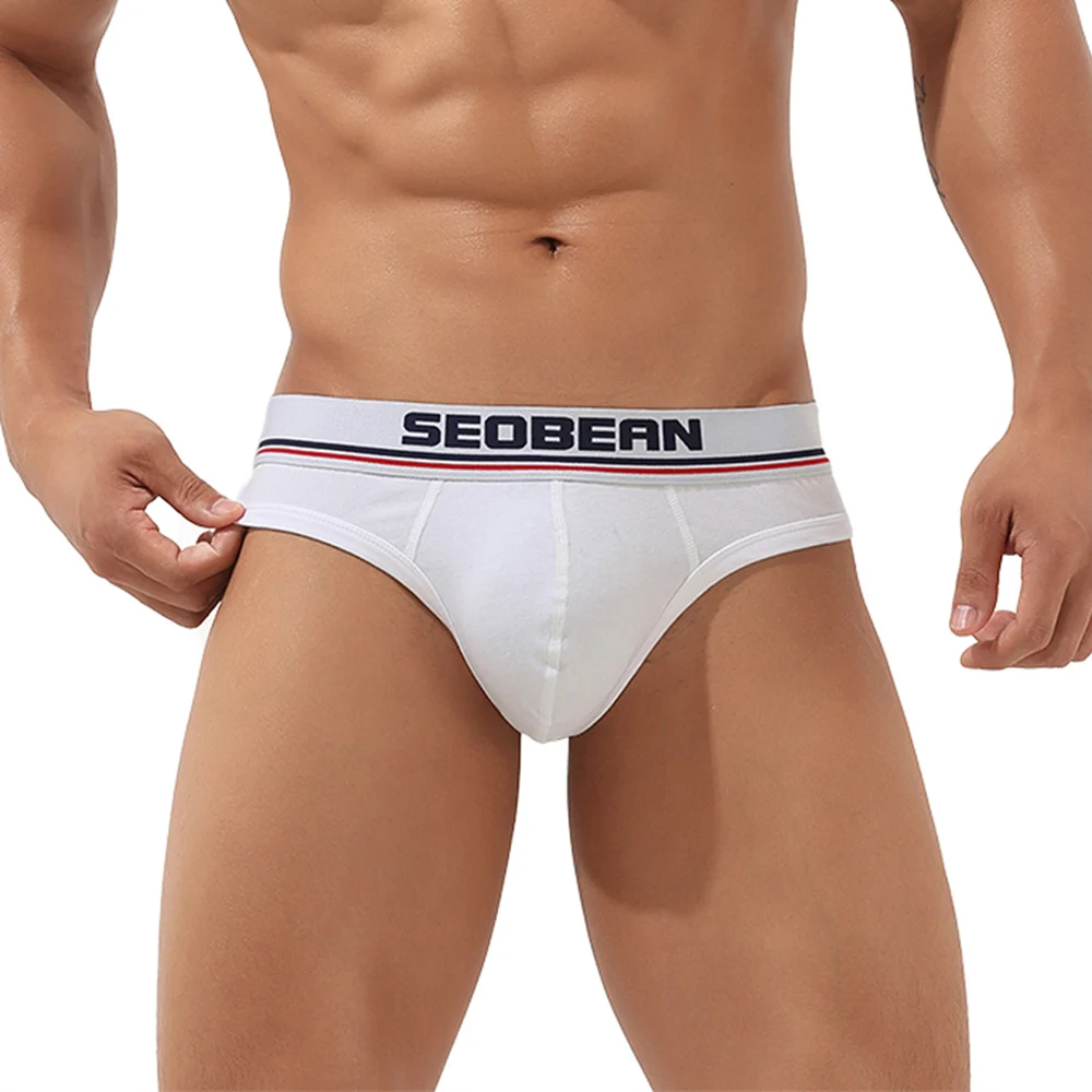 SEOBEAN Men Solid G Strings Thong Sexy Gay Underwear Briefs Tanga Cotton Breathable Thongs for Men