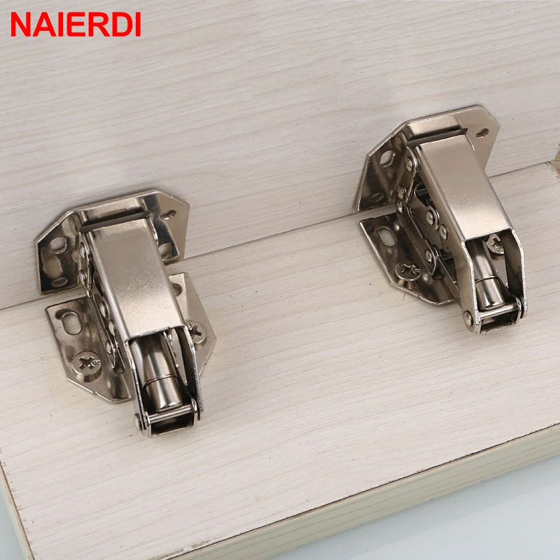 NAIERDI-A99 90 Degree 3 Inch No-Drilling Hole Cabinet Hinge Spring Hinge Full Overlay Cupboard Door Hinges Furniture Hardware