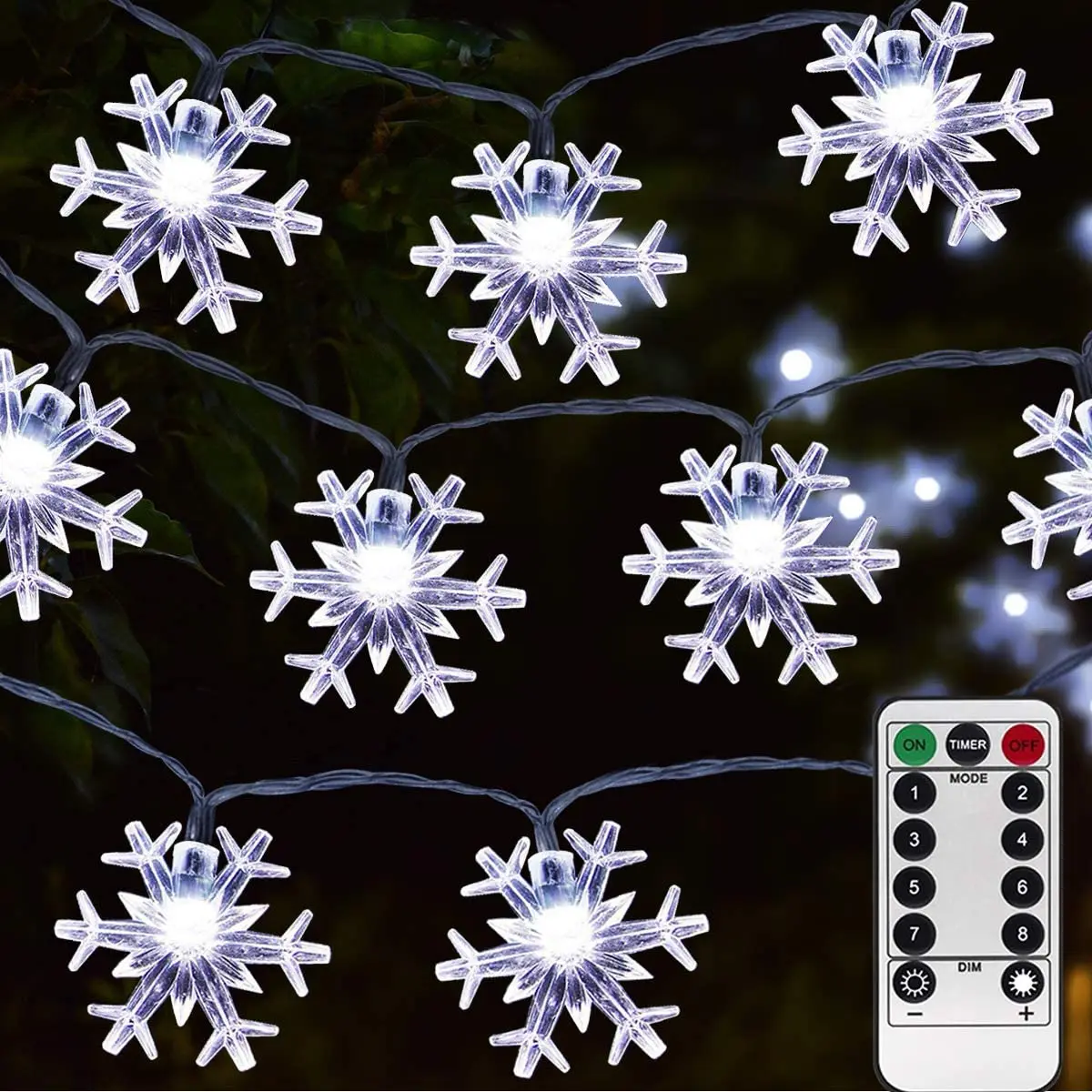 Garland Snowflake Christmas Decorations Fairy Light Festoon Led Snow Light String 10M 100LEDs Battery Operated For Wedding Decor