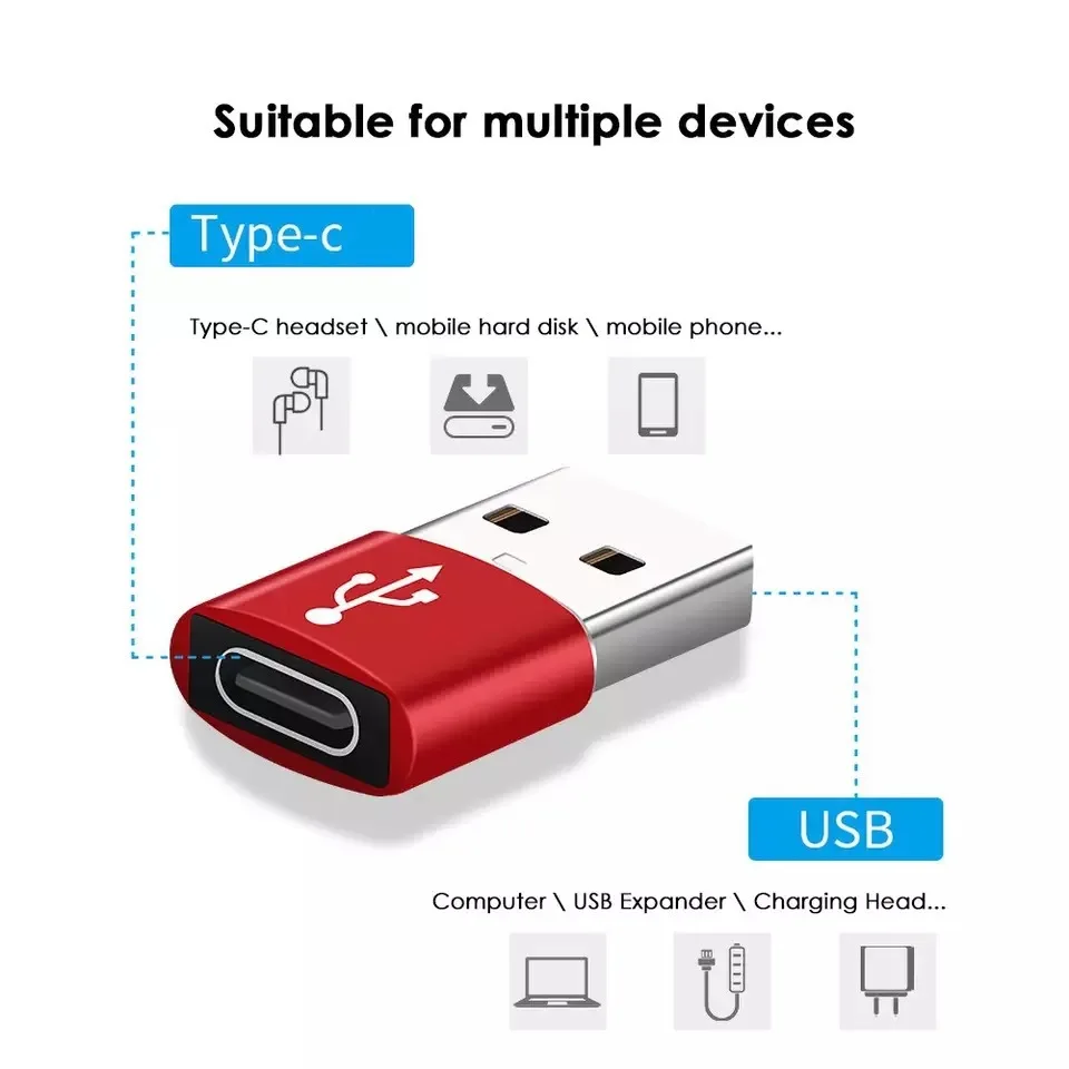 USB To Type C Converter Adapter USB 3.0 Adapter Plug Portable Mini Computer Phone Adapter Mobile Phone Converters Charging