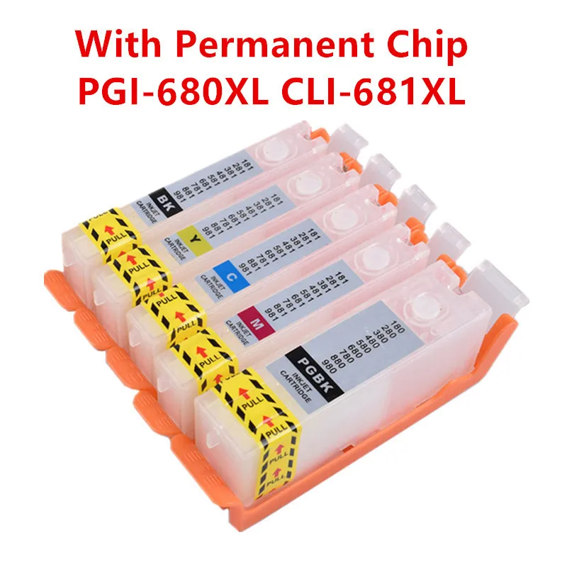 

PGI-680 CLI-681 PGI680 CLI681 Refillable Ink Cartridge with permanent Chip for Canon PIXMA TS8160 TS9160