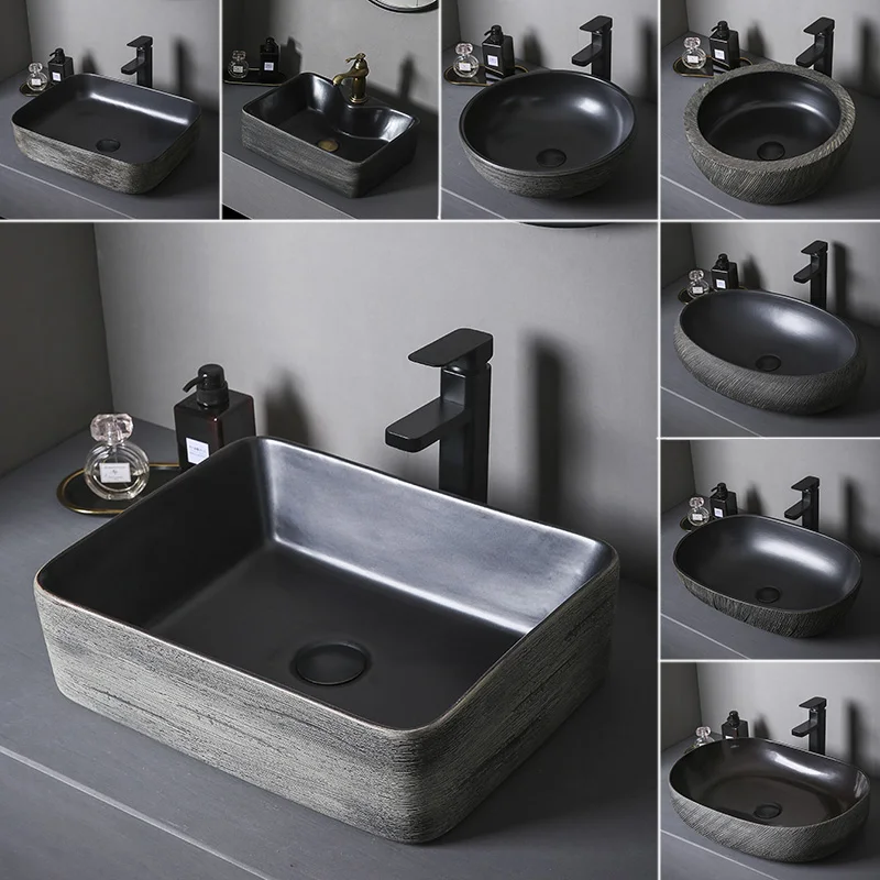 

Oval Nordic Black Industrial Cool Style Modern Italian minimalism Ceramic Table Basin