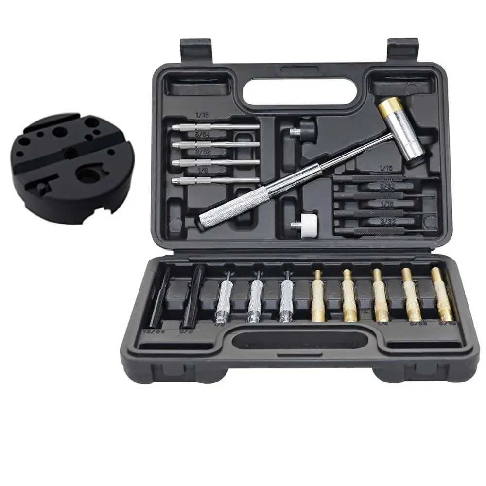 BESTNULE Roll Pin Punch Set, Made of Solid Material Including Hammer with Bench Block for Gunsmiths, Jewelry and Watch Repair