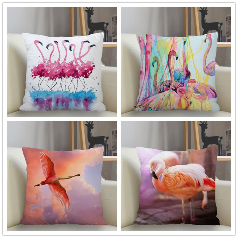 Musife Flamingos Art Pillowcase Custom Square Pillow Cover Case Zipper Pillowcase 35*35,40*40,45*45cm Drop Shipping