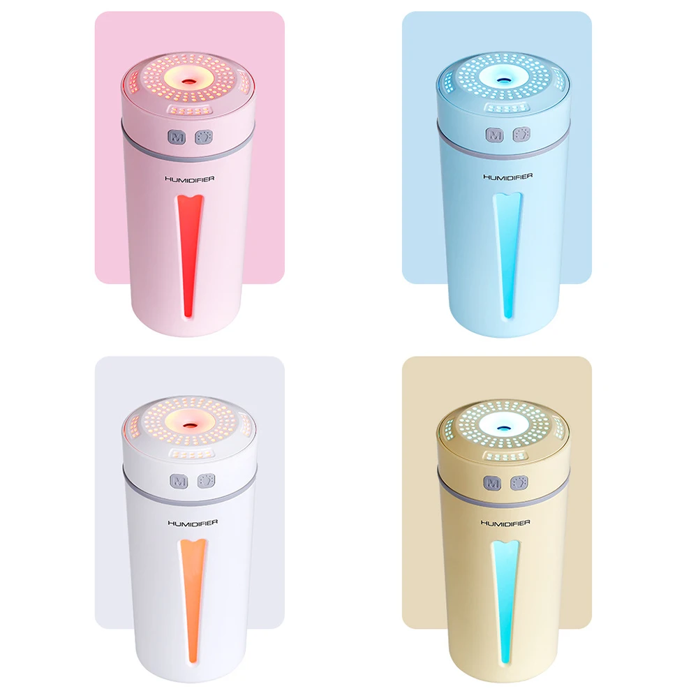 Mini Air Humidifier Essential Oil Diffuser Led Night Light Usb Happy Cup Humidifiers Aroma Car Diffuser 260ml