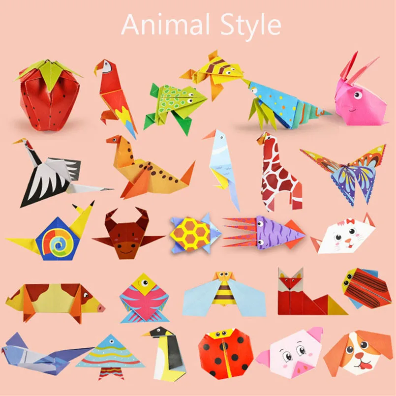 54Pcs Kids Origami Paper Book for Animal Pattern 3D Puzzle DIY Folding Toy Children Handmade Kindergarten Arts and Crafts Toys