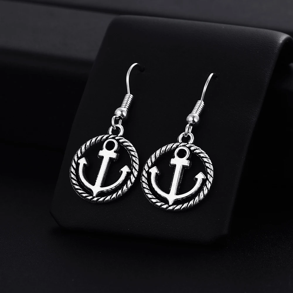 Trendy Vintage Anchor Shape Dangle Earrings for Women Girl Retro Drop Earrings Cute Small Object Earring Jewelry Bijoux