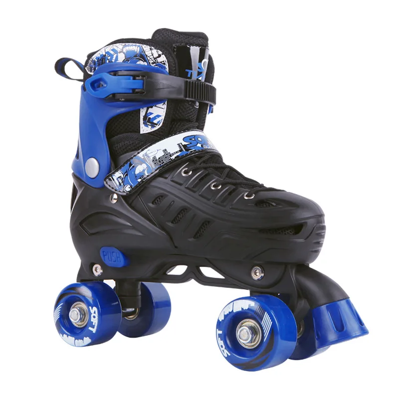 

Blue White Unisex Patines For Kids Pu Wheels Skate Shoes Roller Skates Children Double Row Figure Two Line Roller Skating shoes