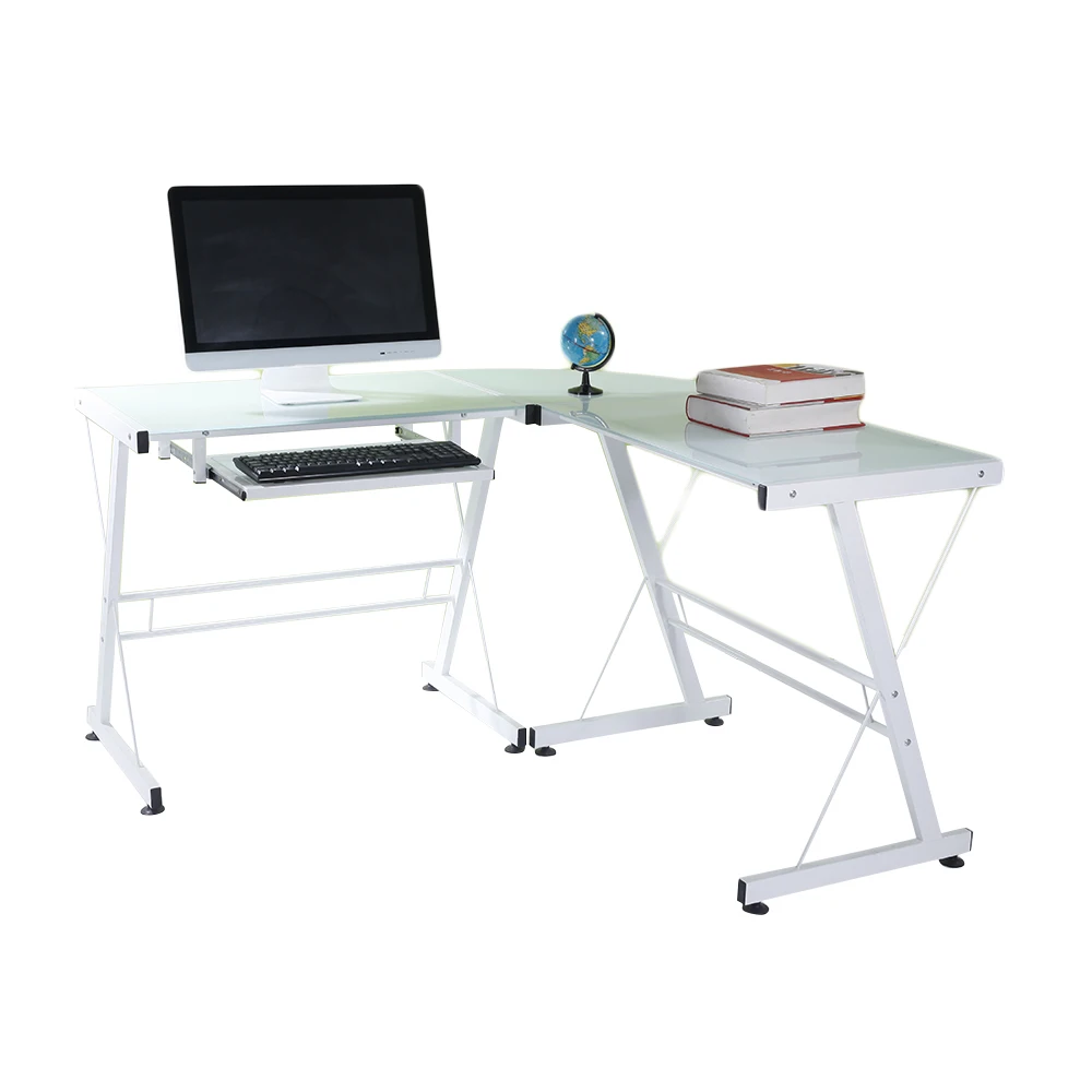 L-Shaped Durable Stalinite Splicing Computer Table PC Desk 402C White (128 x 128 x 76)cm